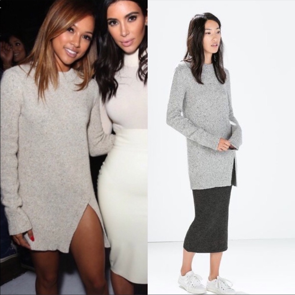 Zara Italian yarn side slit sweater